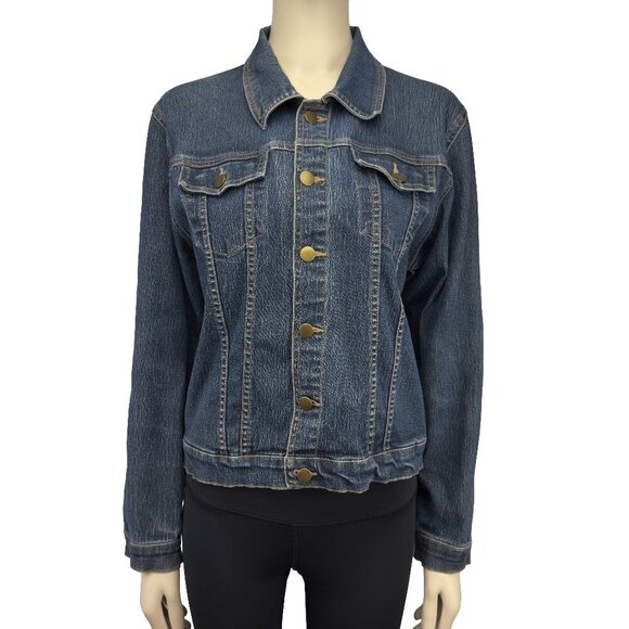 MY MAILLE MONTREAL Button up Chest Pockets Dark Blue Wash Jean Jacket Size M - Picture 1 of 9
